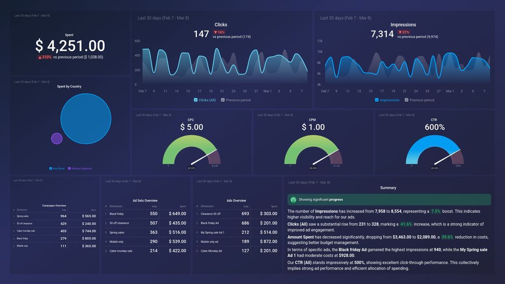 Facebook Ads Campaign Report Dashboard Template